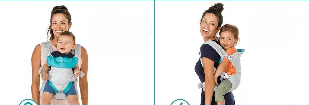 porte bébé physiologique comfort position dorsale et dorsale avant