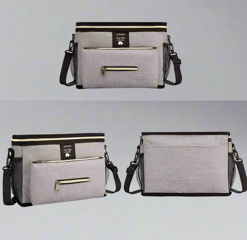 sac a langer grand babytravel gris différentes angles de vue