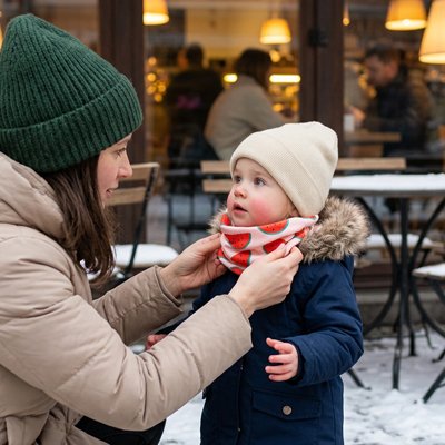 tour de cou bebe souple avec bébé et maman