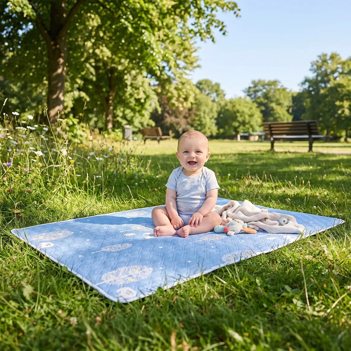 bébé sur tapis change bebe tree au parc
