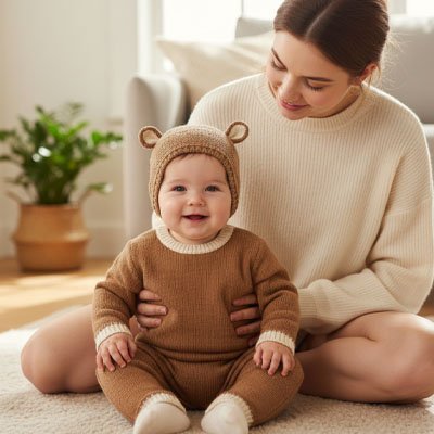 bébé avec bonnet bebe garcon douceur avec maman