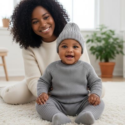 bébé avec bonnet bebe garcon douceur chaud avec maman