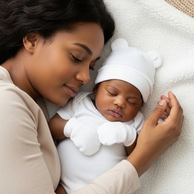 bébé avec bonnet bébé naissance douillet avec maman