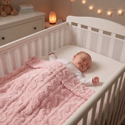 bébé avec couverture bebe tricot zen au berceau