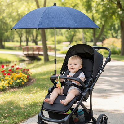bébé avec ombrelle pour poussette​ ajustable universelle