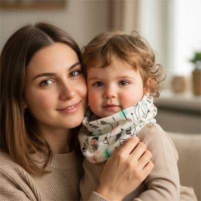 bébé avec tour de cou bébé douceur chaude avec maman