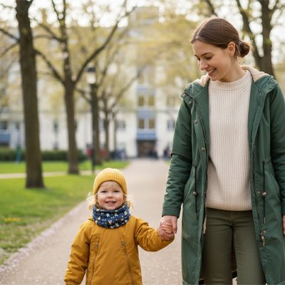 bébé avec tour de cou enfant doux avec maman en ville