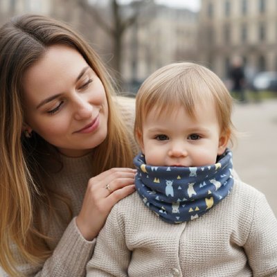 bébé avec tour de cou enfant doux avec maman