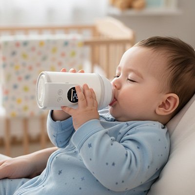 bébé boit de biberon dans chauffe - biberon nomade ultrafast 