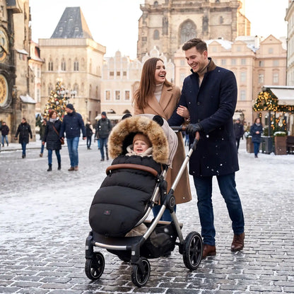 bébé dans chanceliere bebe imperdoux en ville avec sa famille