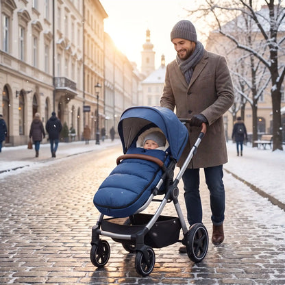 bébé dans chanceliere cosy coucou en ville avec papa