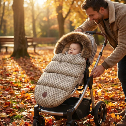bébé dans chanceliere poussette 24/36 mois imperméable au parc avec papa