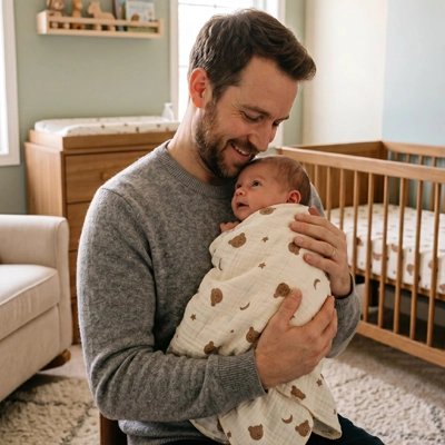bébé dans couverture bebe paisible avec papa