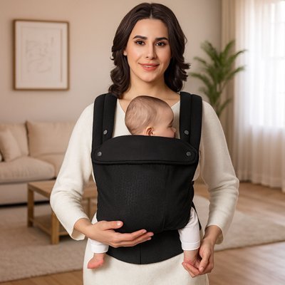 bébé dans porte bébé physio ergonomique avec maman