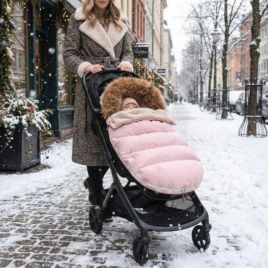 bébé dans poussette chanceliere thermouniversel en ville