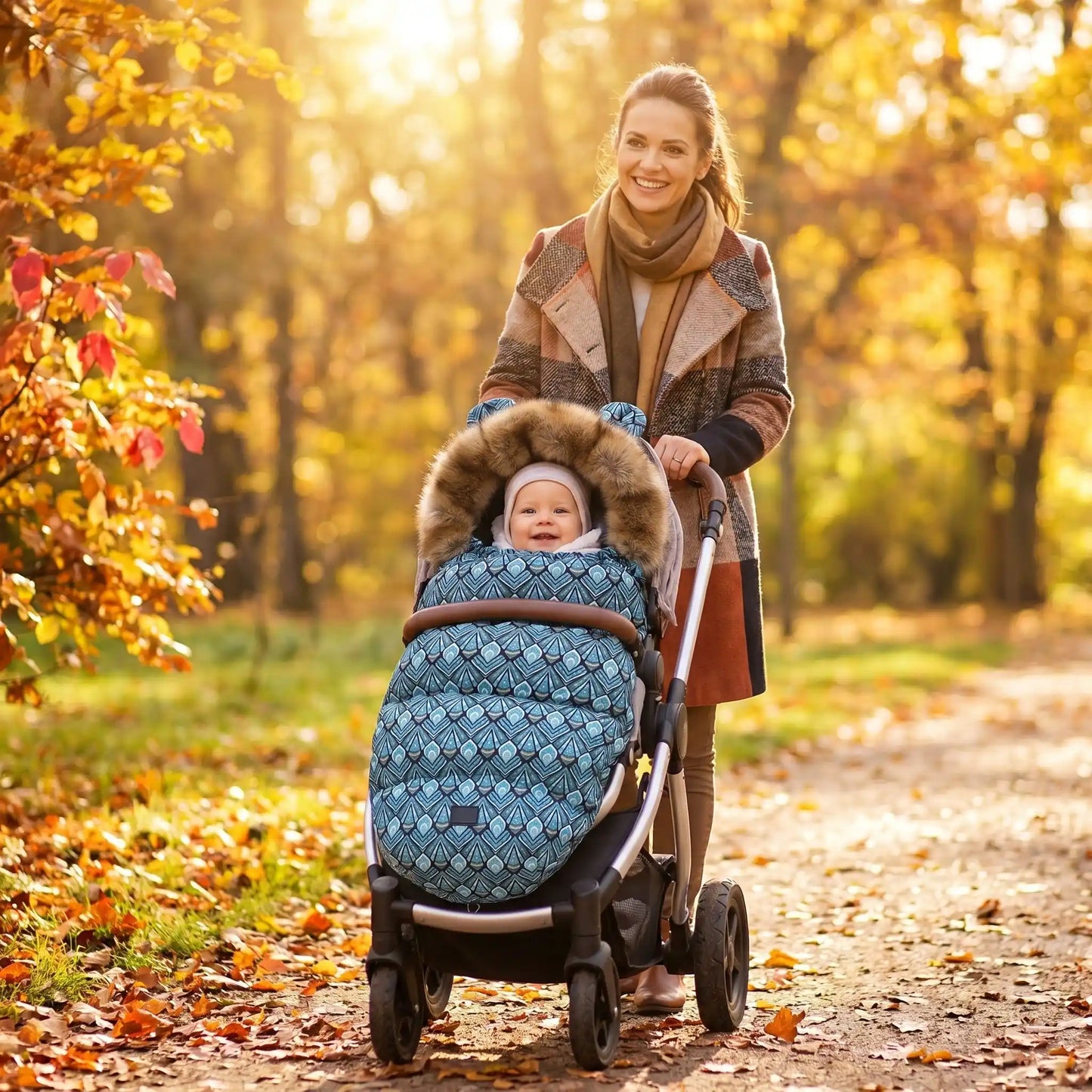 bébé dans une chanceliere chaude bebe softwarm au parc avec maman