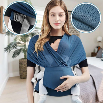 bébé en écharpe de portage élégance ergonomique avec maman au salon