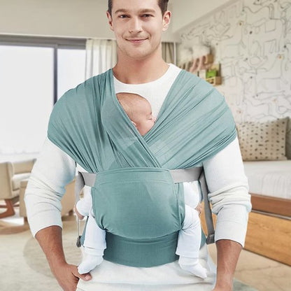 bébé en écharpe de portage élégance ergonomique avec papa