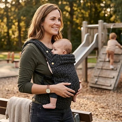  bébé en porte bebe physio charme avec maman au parc
