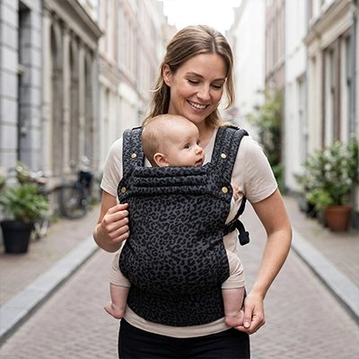  bébé en porte bebe physio charme avec maman en ville