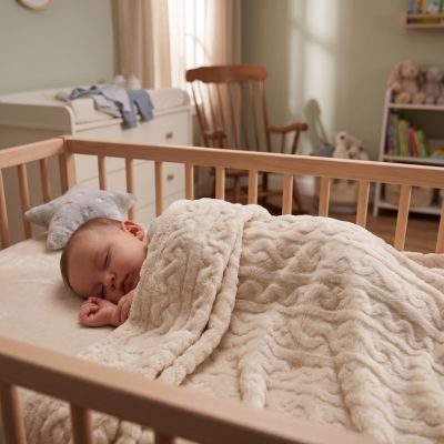 bébé endormi dans couverture bebe tricot zen au berceau