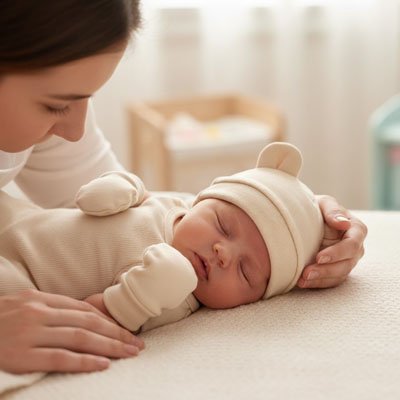 bébé endormi porte bonnet bébé naissance douillet avec-maman