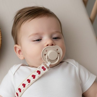 bébé porte attache tetine clip colorée rouge