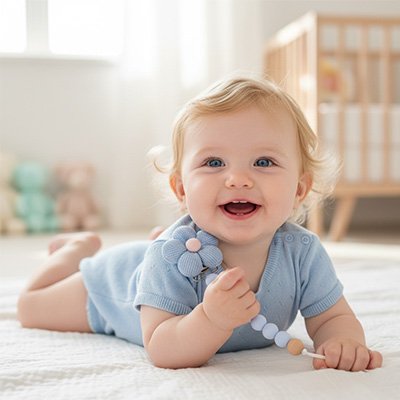 bébé porte attache tetine perle soft dans la chambre