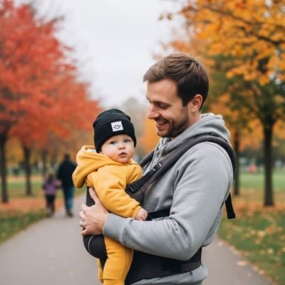bébé porte bonnet bébé délicat chaud avec papa