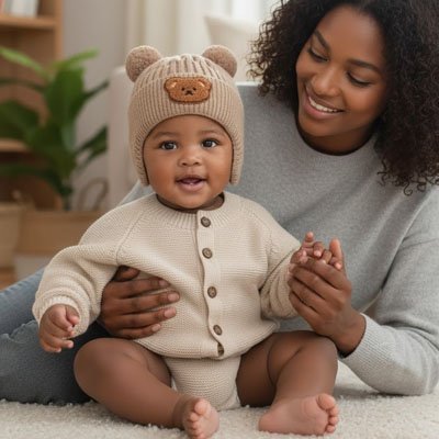 bébé porte bonnet bebe douceur protectrice avec maman