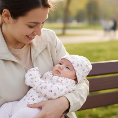 bébé porte bonnet bébé fille douceur élégante avec maman 