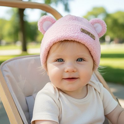bébé porte bonnet bébé fille velouté au jardin 
