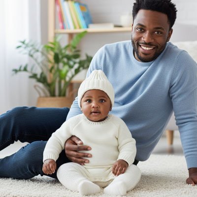 bébé porte bonnet bebe garcon douceur chaud avec papa 