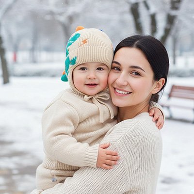 bébé porte bonnet bebe garcon doux et chaud avec maman