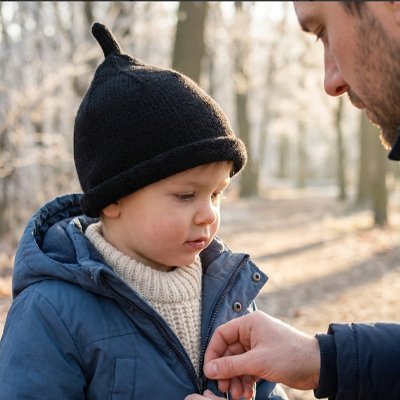 bébé porte bonnet bébé garçon souple avec papa au parc