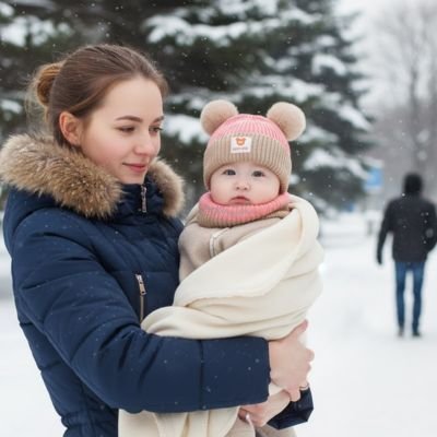 bébé porte bonnet bebe satiné avec maman au parc