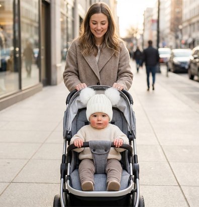 bébé porte bonnet bebe ultra-doux avec maman en ville