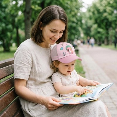 bébé porte casquette bebe 2 ans protect avec maman au parc