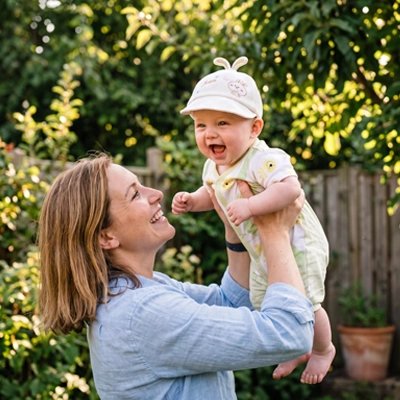 bébé porte casquette bébé fille sunnykids avec maman