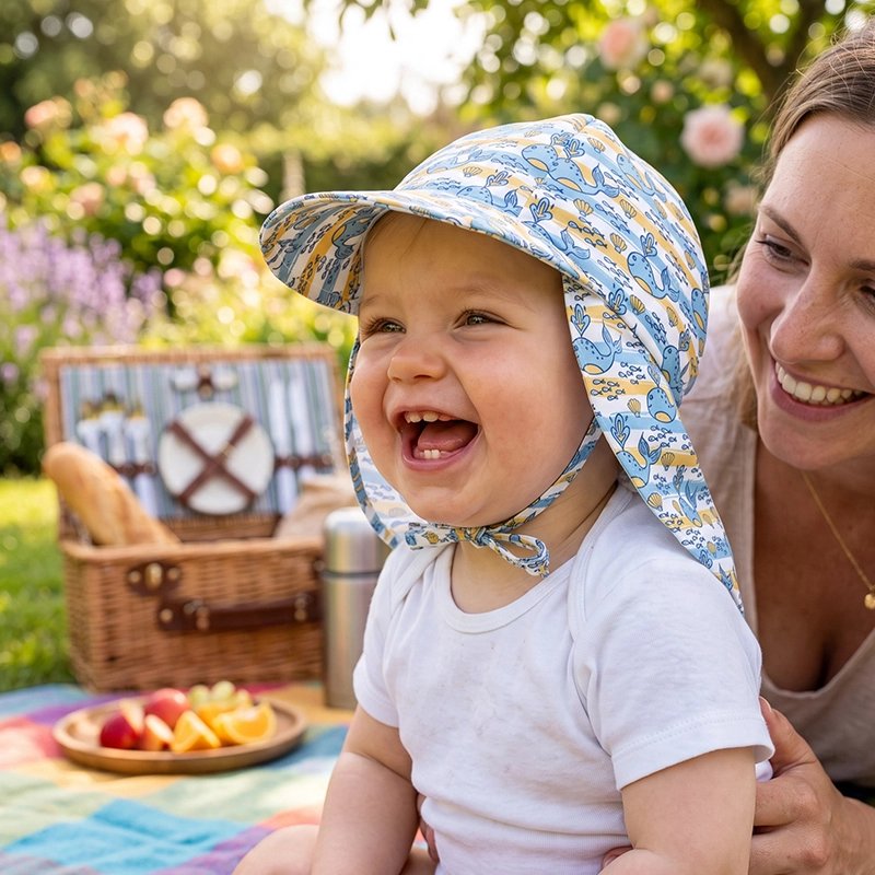 bébé porte casquette bebe soleil doux avec maman