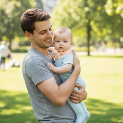 bébé porte tour de cou bebe douillet avec papa