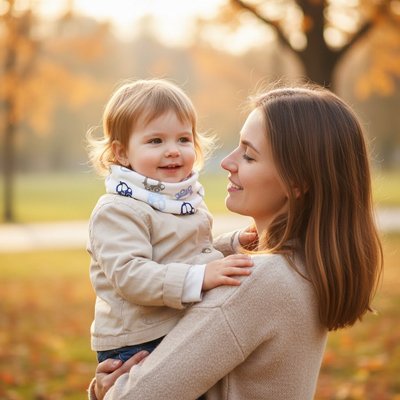 bébé porte tour de cou enfant doux avec maman au parc
