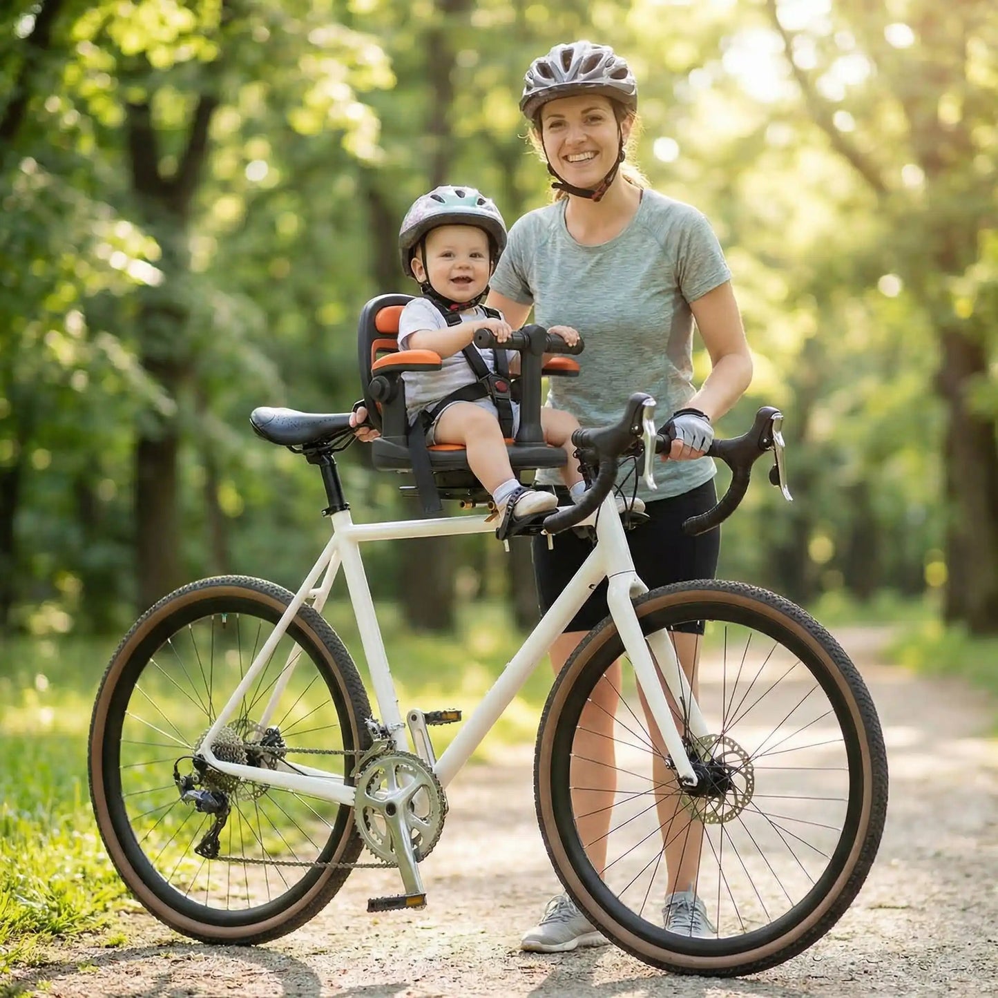bébé sur porte bébé vélo adventurer avec maman