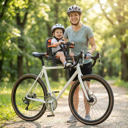 bébé sur porte bébé vélo adventurer avec maman