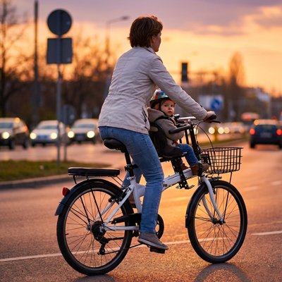 bébé sur porte bébé vélo babysafe avec maman 