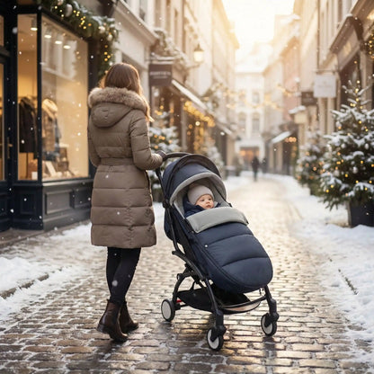 bébé dans chanceliere bebe hiver cocon douillet en ville avec maman 