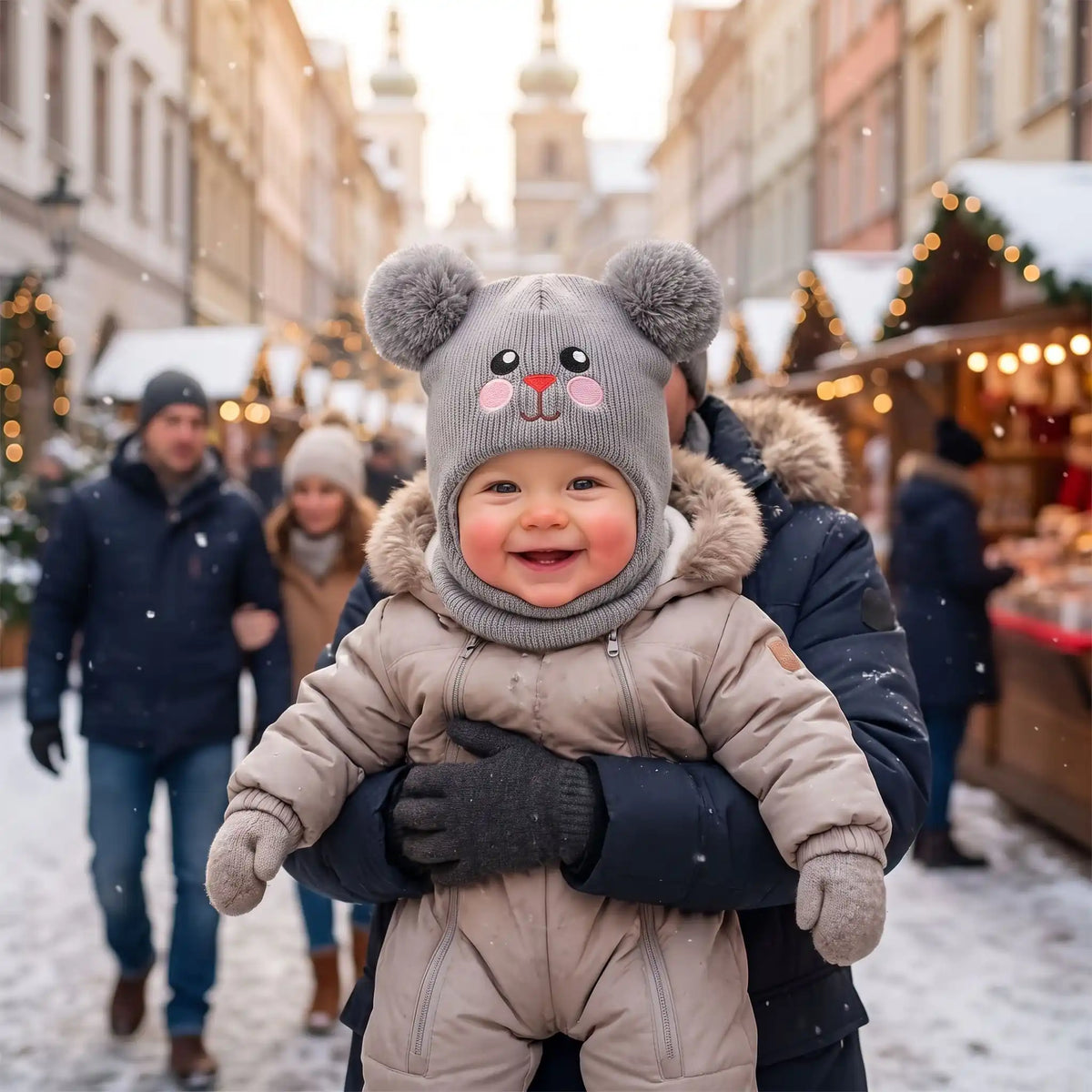 bébé porte cagoule pour bebe doucechaleur en ville avec famille