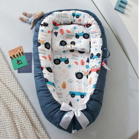Berceau Bébé - NidPortableBébé™ - Voiture Bleue - Havre Bébé