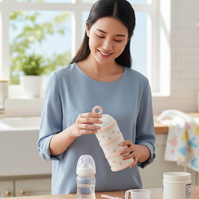 boite doseuse lait pratique et biberon avec maman