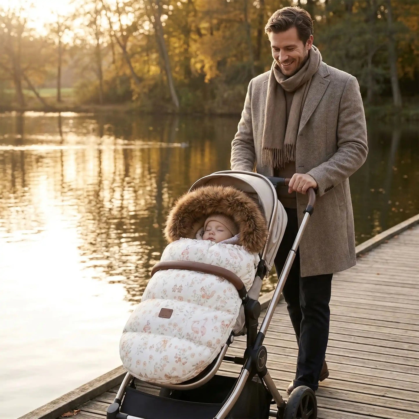 chanceliere bebe chaude wonderland avec bébé au bord d'eau avec papa